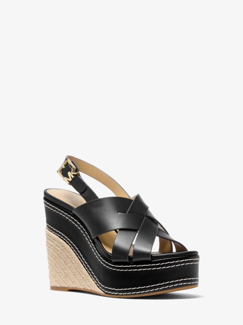 Michael Kors Nora Black Wedge Espadrille Sandals Ankle Strap Sz IT 40/US 9.5